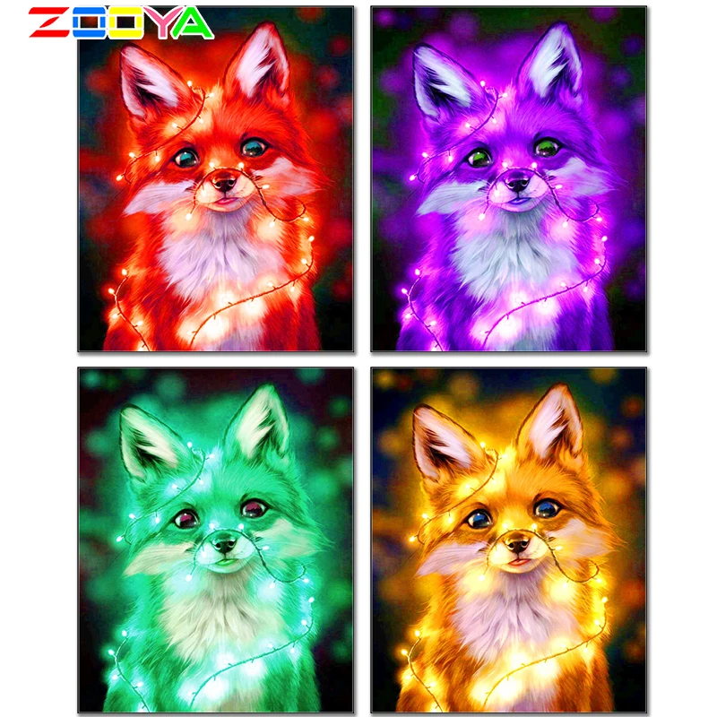 5D Diy Алмазная вышивка с кристаллом лисы алмазная живопись животными картина