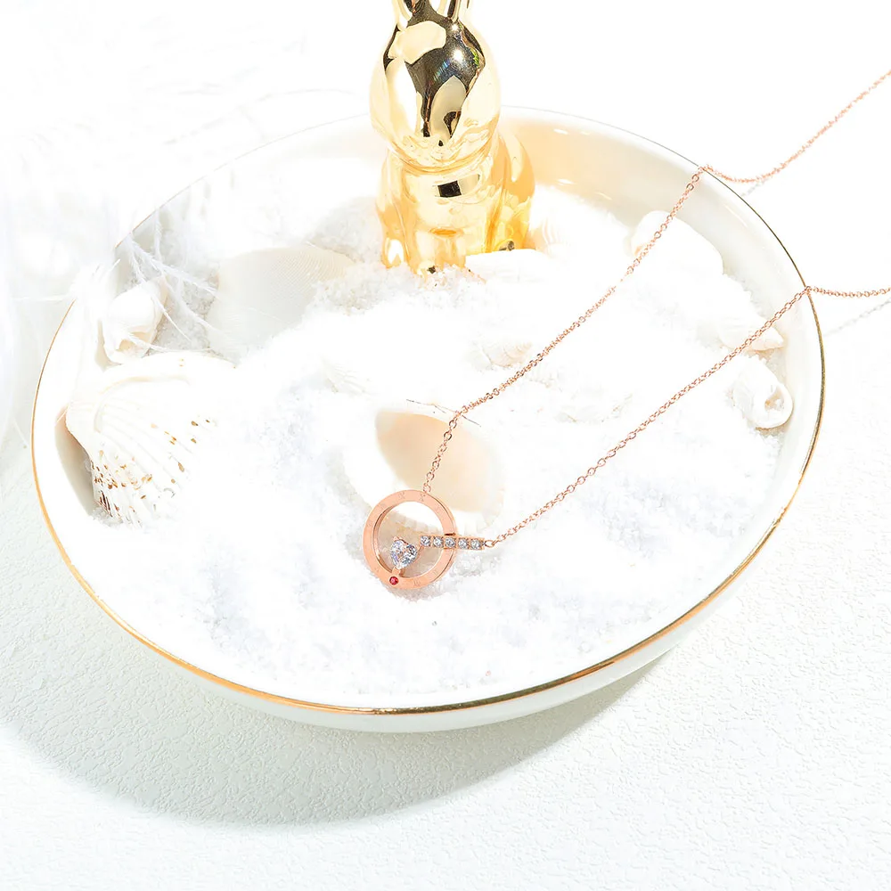 JeeMango Трендовое ожерелье с подвеской в виде сердца римскими цифрами цепочкой из