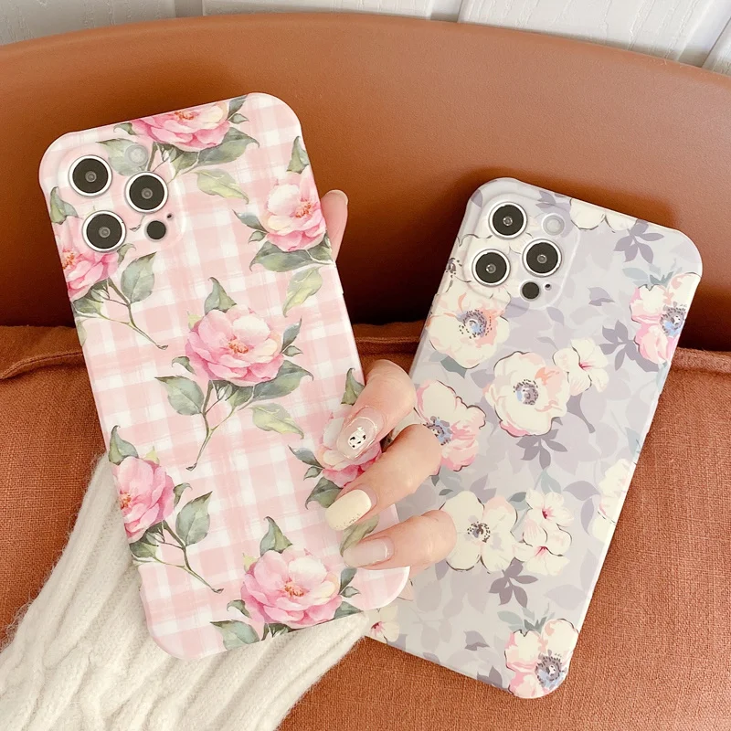 

Fashion Flower Pattern Phone Case For iPhone 11 12 Pro Max Shockproof Soft TPU Back Cover For iPhone X XR Xs Max 7 8 Plus