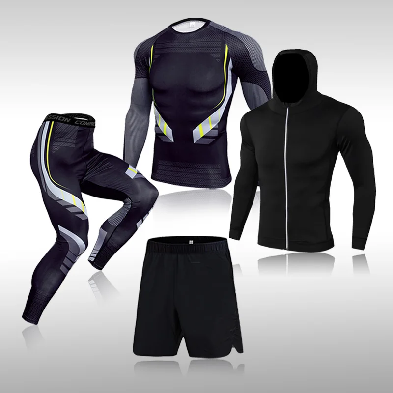 

4 Pieces/Set Of Men’s Training Suits Cycling Thermal Underwear Quick-Drying Sportswear Gym Sportswear Ccompression Suits