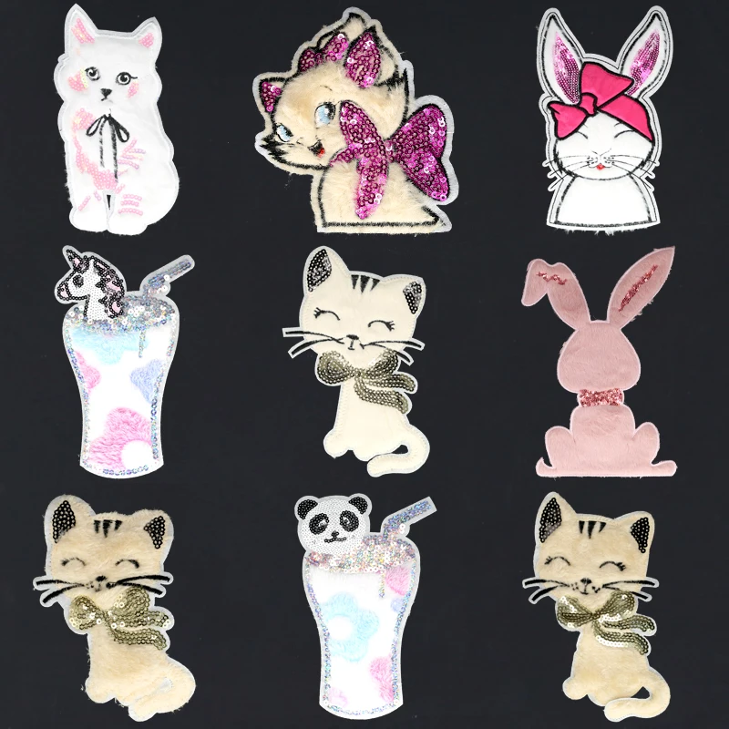 Плюшевая нашивка с блестками для пришивания одежды свитера декоративные большие