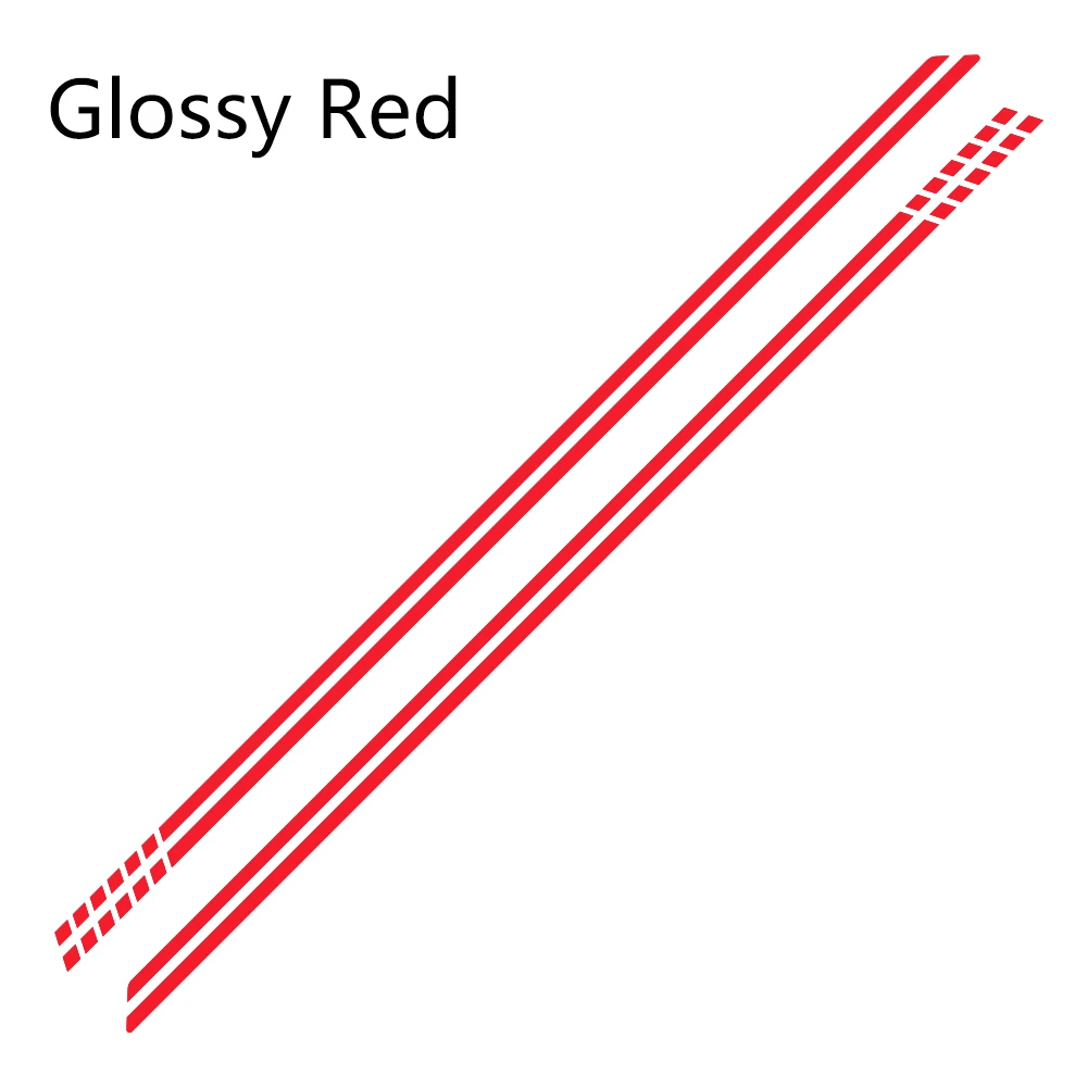Glossy Red 2 шт. для Fiat 500 автомобильные длинные боковые полосы наклейки Виниловая пленка Авто DIY Стайлинг декоративные наклейки автомобильные принадлежности для тюнинга - Название цвета: Glossy Red