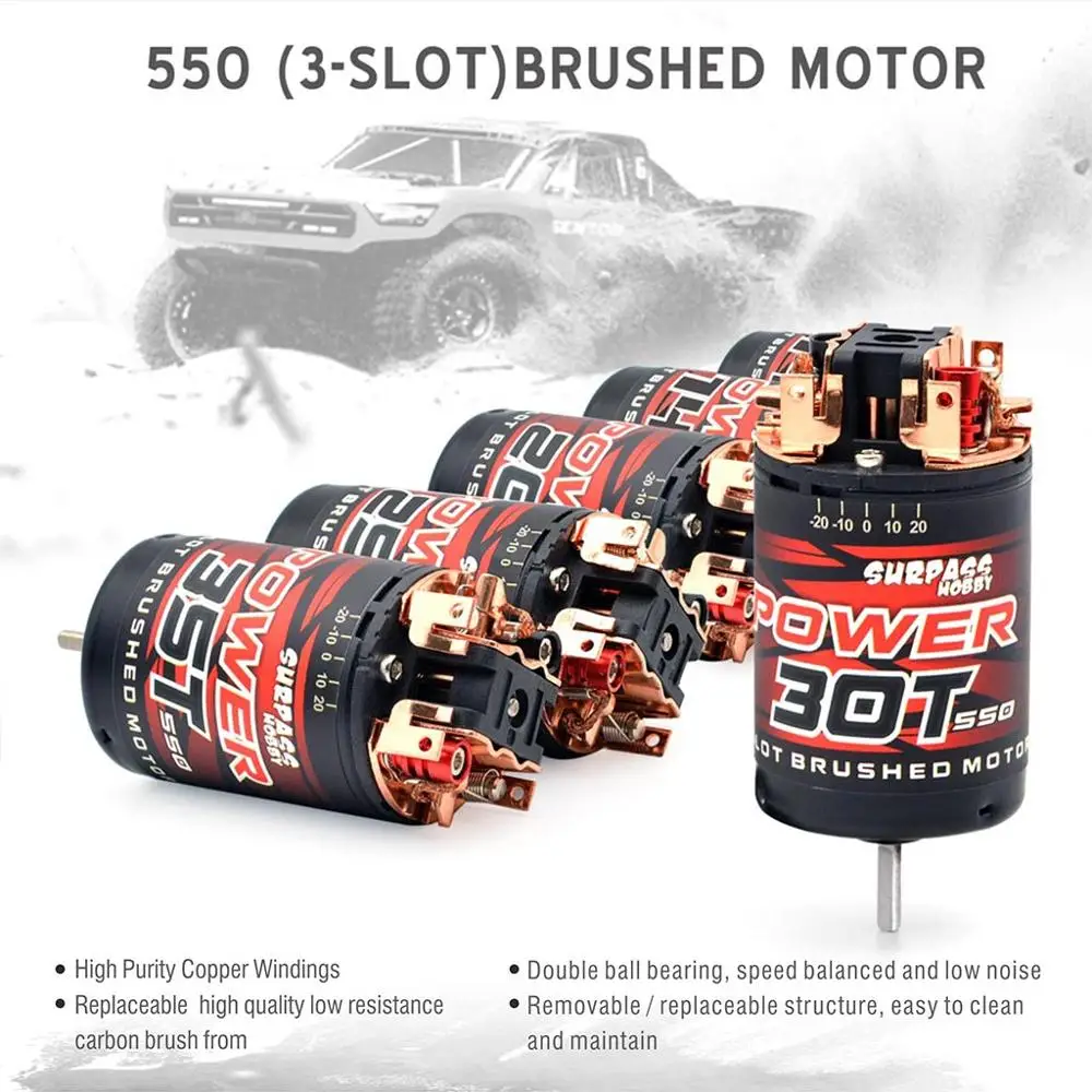 

WaterProof 550 Bushed motor 3-Solt 12T 14T 20T 25T 30T 35T Brushed Motor 80A ESC for 1/10 1/12 RC Car Traxxas Crawler Monster