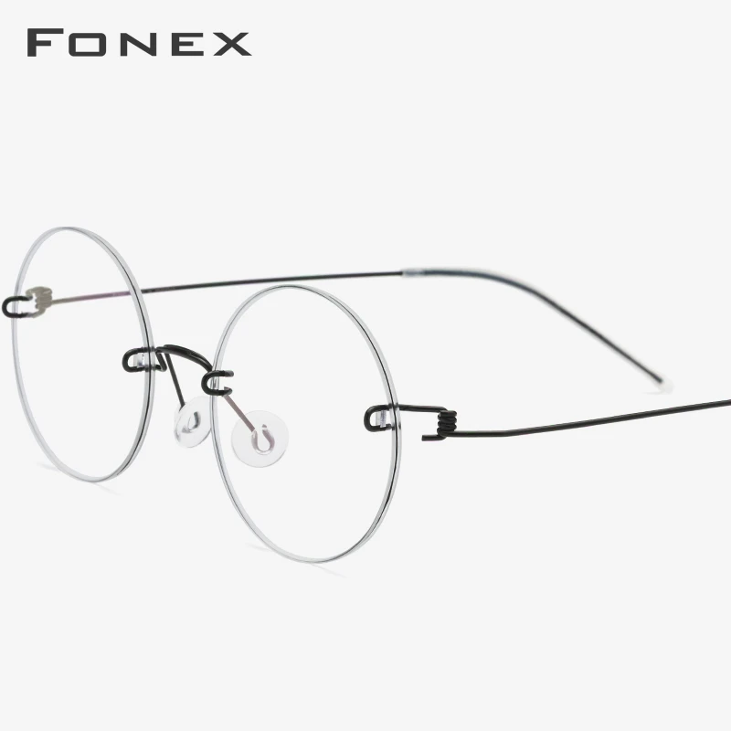 FONEX титановый сплав оправа для очков для мужчин рецепт без винтов Близорукость Оптические очки для женщин без оправы круглые корейские очки 98620