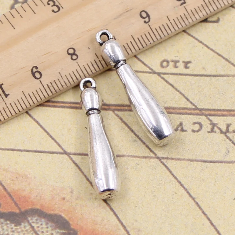 

8pcs Charms Bowling Pins 32x7mm Tibetan Silver Pendants Antique Jewelry Making DIY Handmade Craft For Bracelet Necklace