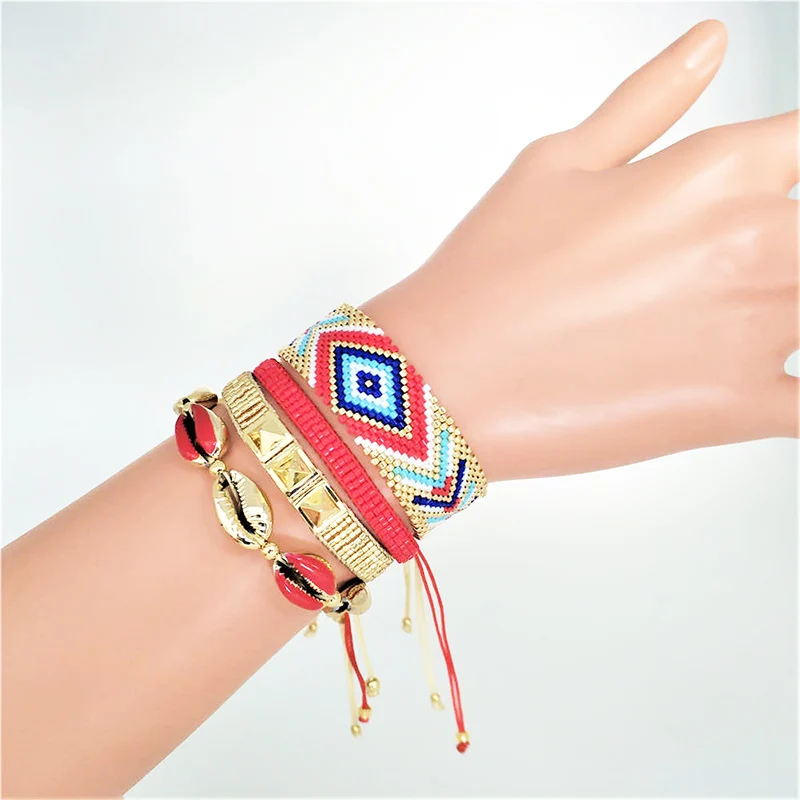 

Rttooas MIYUKI Bead Bracelets Geometric Charm Bracelet Handmade Loom Beads Jewelry Fashion Shell Accessories Love Gifts 2020