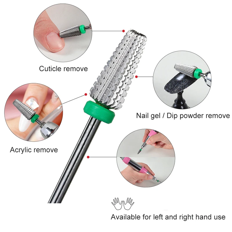 

100% Tungsten steel 5 in 1 Nail Drill Bits Manicure Machine Accessory Left Right Hand Carbide Nails Electric Drill Bit