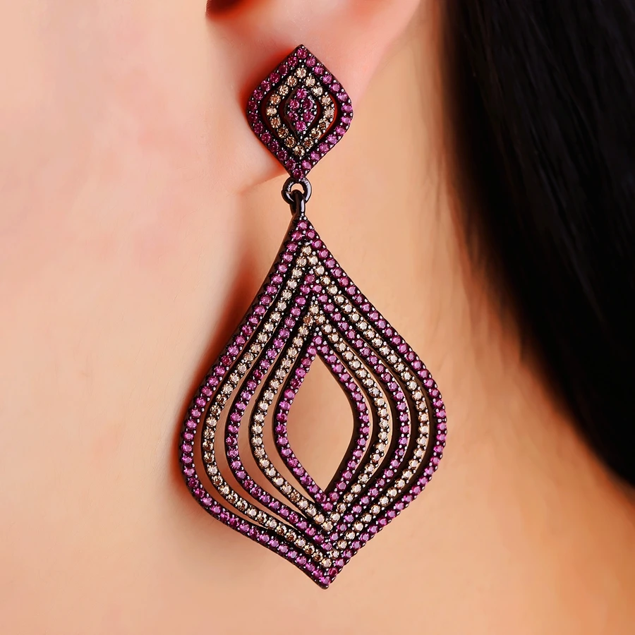

Exquisite big water Drop Earring Micro Paved 3A Cubic Zirconia Vintage Hollow Out BOHO Dangle Earrings For Women Fashion Jewelry