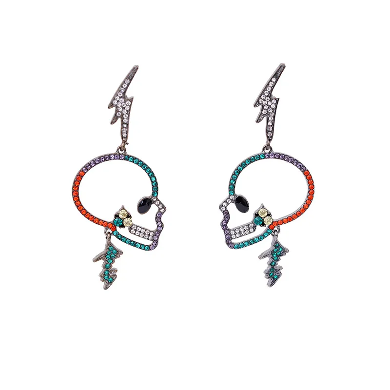 

Fashion Skull Pendant Earrings 2020 New Wave Girl Thunderbolt Lightning Exaggerated Earring Party Geometric Jewelry Accessories