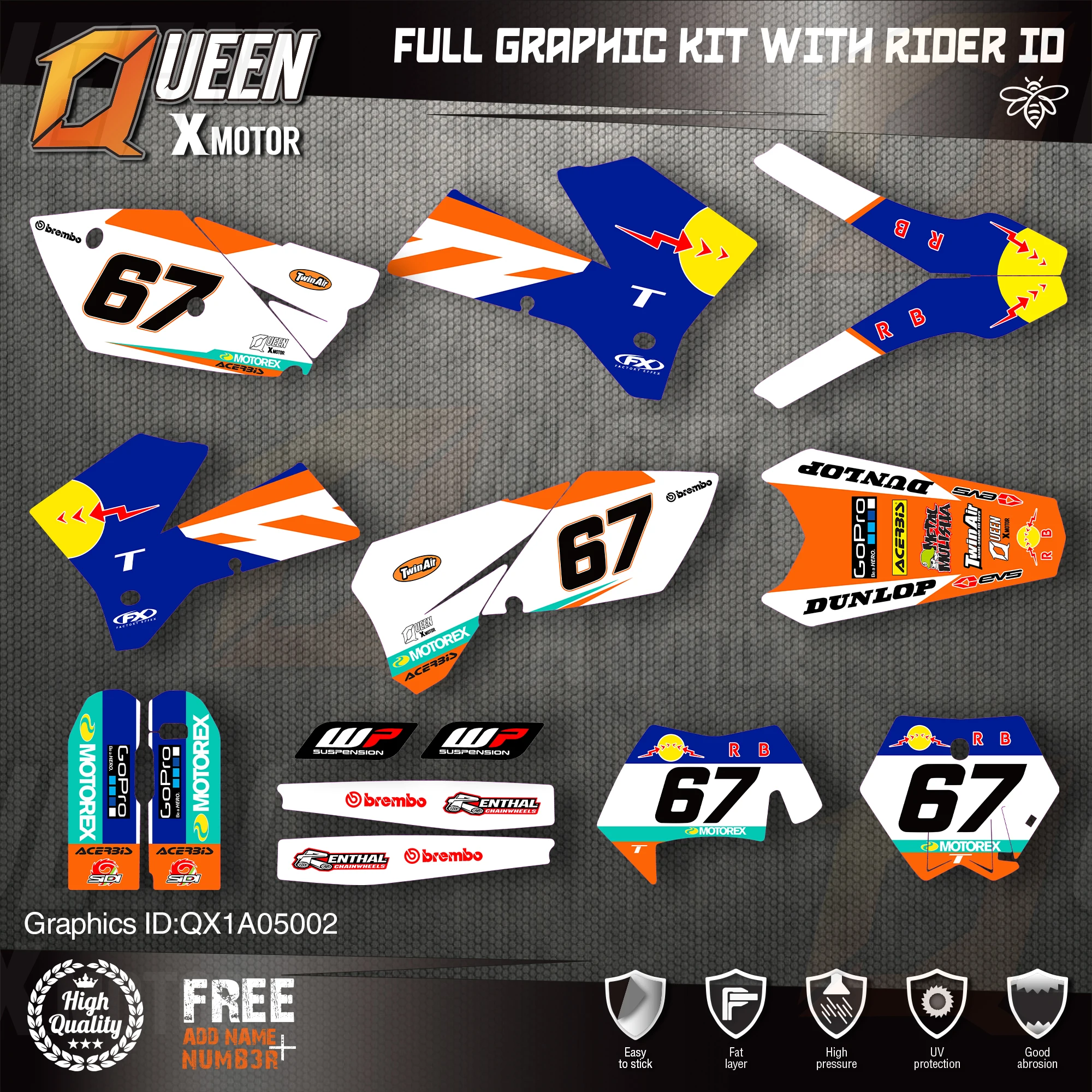 QUEEN X MOTOR Custom Team графические наклейки Набор наклеек для KTM 2005 2006 SX SXF 2007 EXC Φ