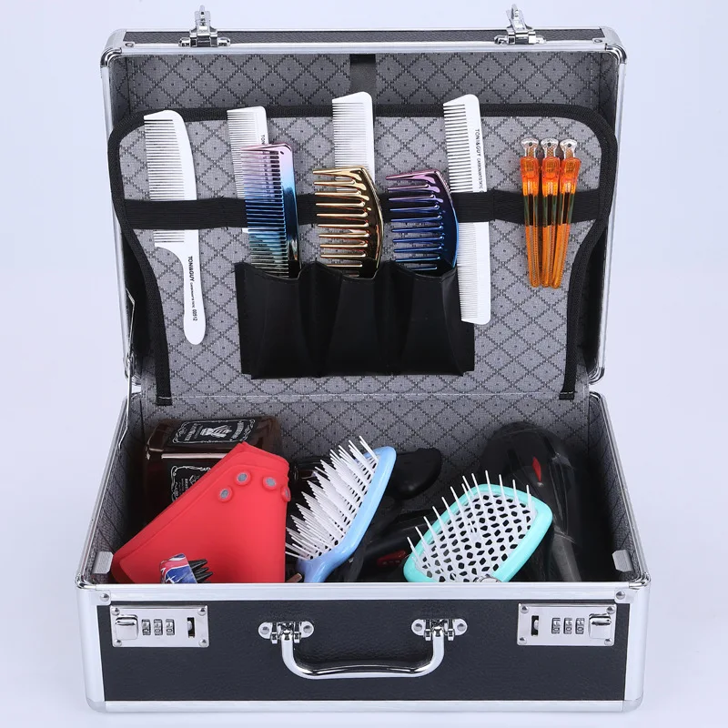Portable Aluminum Barber Tools Suitcase Hairdressing Tool Box, Password Case Organizer Box Storage Box