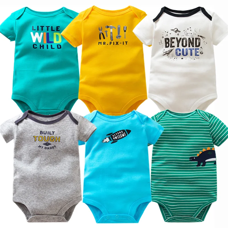 6 pz/lotto manica corta body bambino gemelli vestiti del neonato 100% cotone neonato vestiti neonato 6-24m tuta bambino