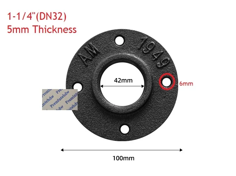 1.25Inch DN32 4 шт./лот 1/" 3/4" " 1,25" 1," 2" ковкого чугуна чугунный фланец Базовая труба Лофт промышленный Ретро Декор пол стены резьба Unfinish - Цвет: 1.25Inch DN32