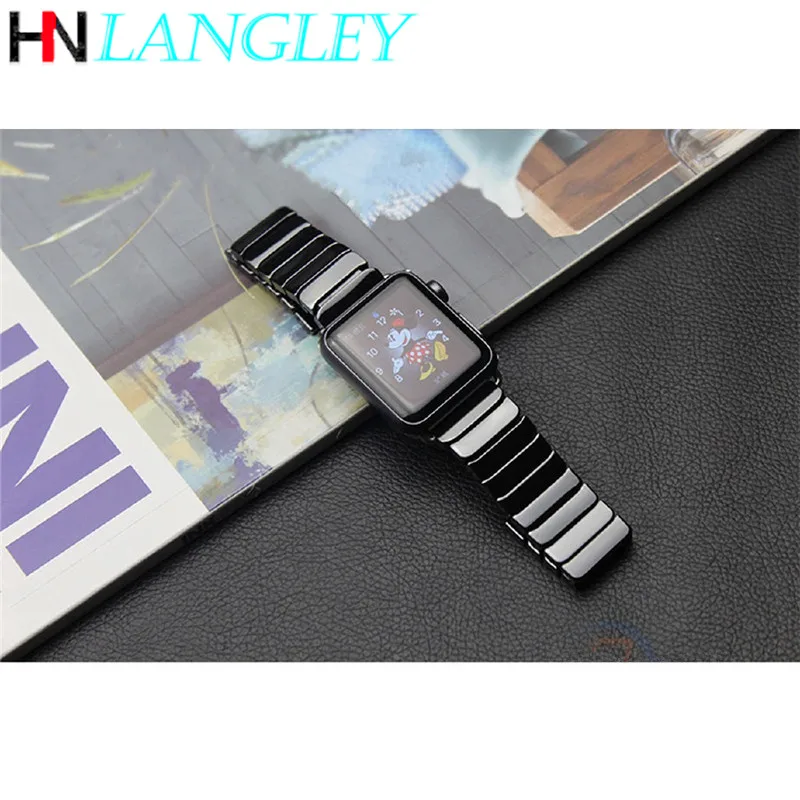 

Ceramic Watch Strap for Apple Watch Band Series 5 4 3 2 1 40mm 44mm 42mm 38mm Smart Watch Bracelet Watchbands for Men and Women