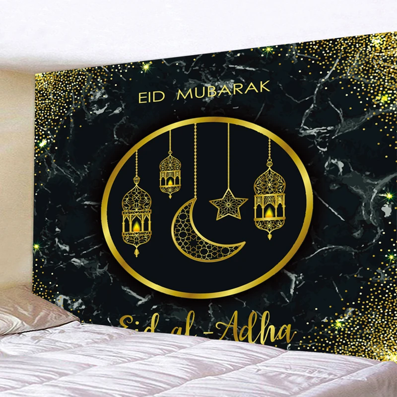 

Eid Mubarak Decor Muslimische Wand Hängende Tapestry Islam Dekoration Ramadan Tisch Tuch Hintergrund Decke Für Schlafzimmer Wan