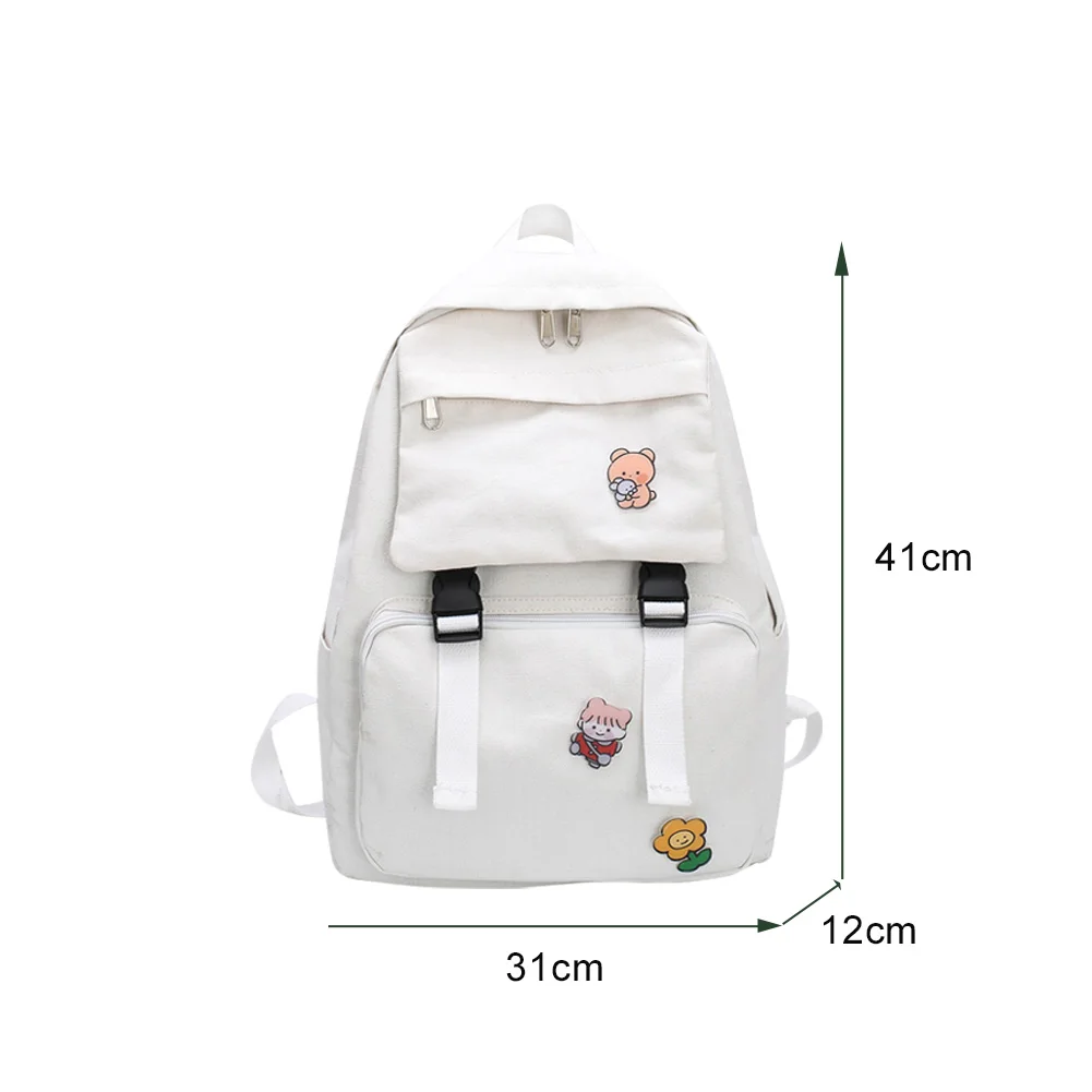 

Women School Backpacks Schoolbag Badge Decor Canvas For Teenagers Girls Student Book Bag Rucksack Satchel Bolsas Mochilas Sac