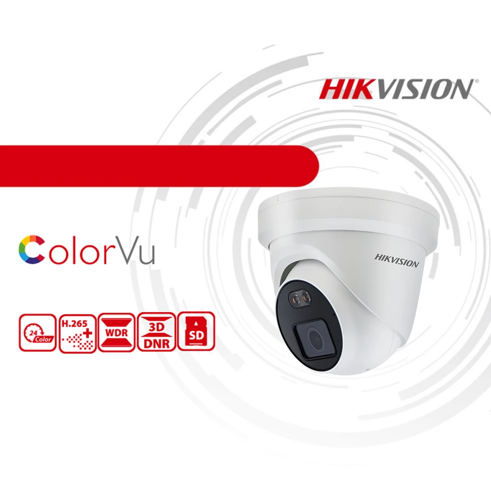 hikvision 4mp colorvu ip camera turret ds 2cd2347g1 lu poe 247 colorful image built in mic support sd card slot face detection free global shipping