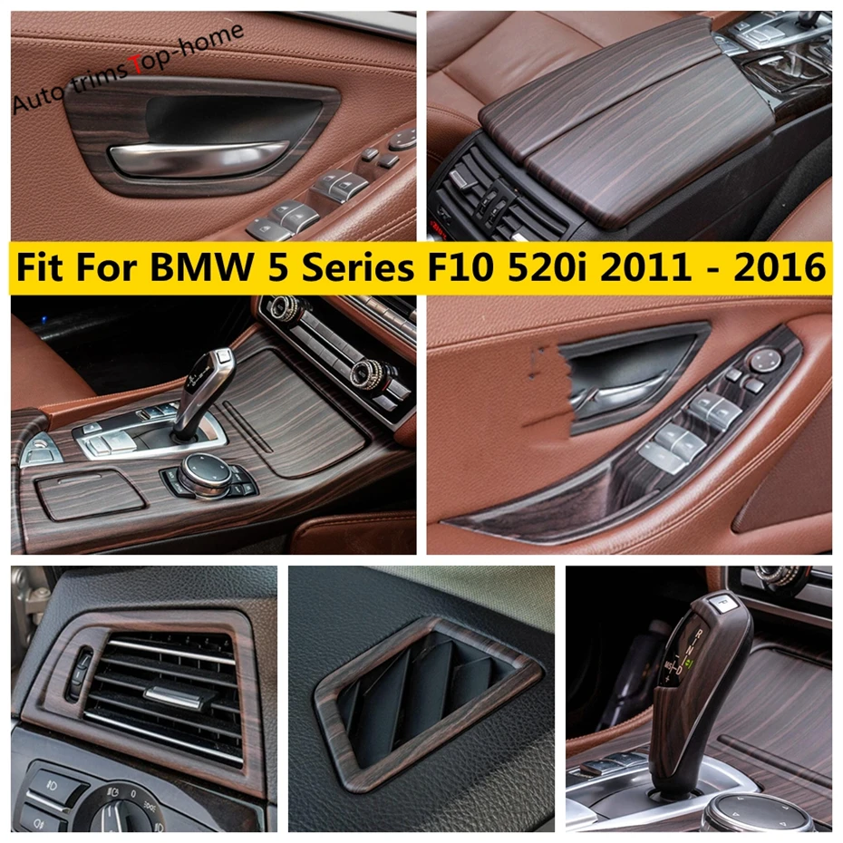 

For BMW 5 Series F10 520i 2011 - 2016 Gear Shift Head Handle Bowl Frame Window Lift AC Air Cover Trim ABS Wood Grain Accessories