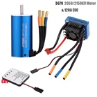 Бессенсорный 4-полюсный Бесколлекторный двигатель 3670 2650KV 2150KV 1900KV с 120A ESC и светодиодная карта для программирования Combo Set для 110 RC Car Truck