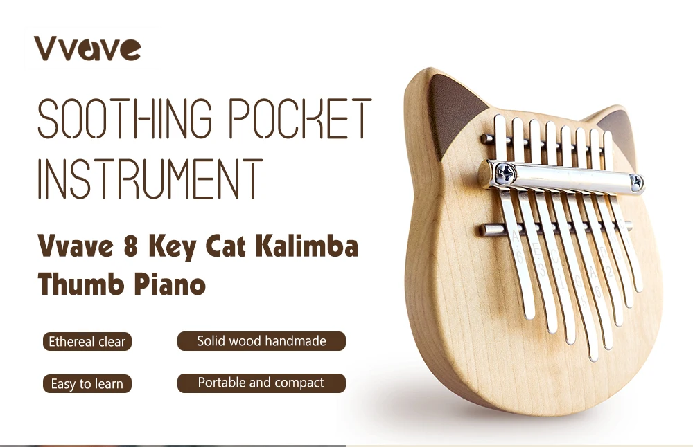 Vvave 8 ключ Кот калимба береза материал большой палец фортепиано музыкальный