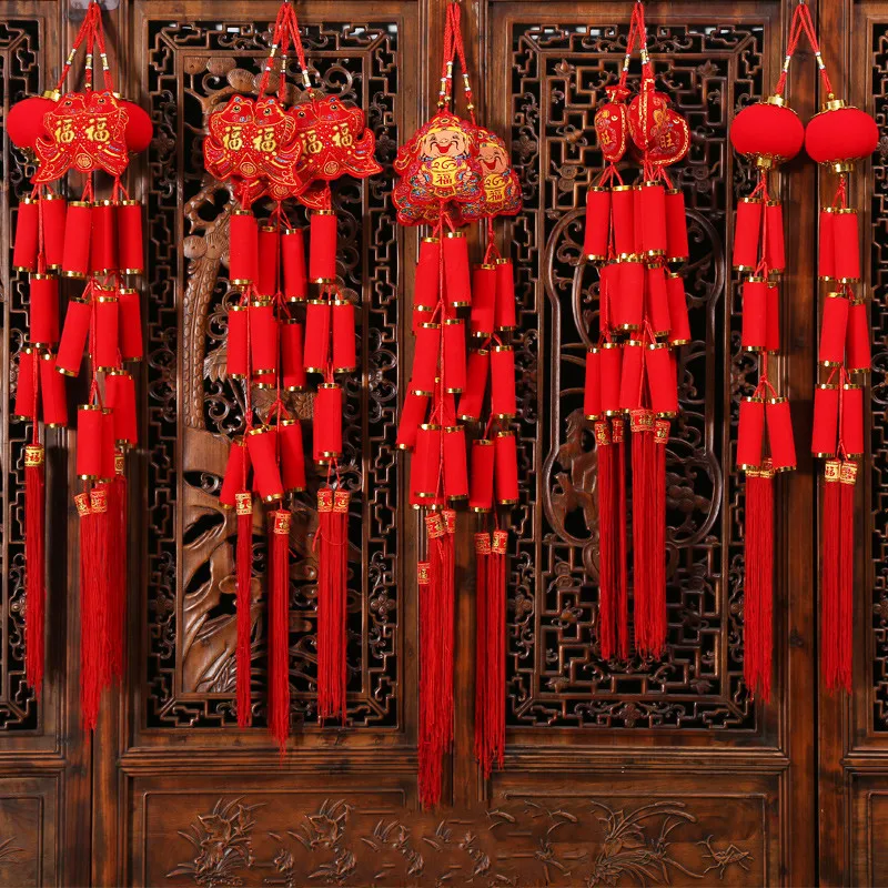

2022 Chinese Spring Festival Decoration New Year Party Red Peppers Wall Door Hanging Banner Traditional Red Lantern Home Decor