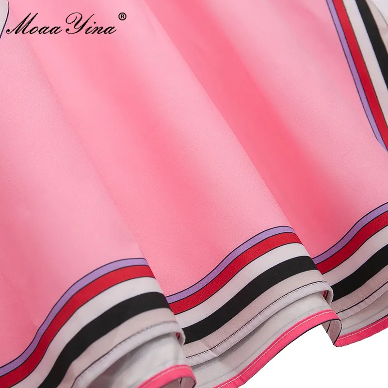 

MoaaYina Fashion Designer dress Autumn Women's Dress Batwing Sleeve Stripe Print Loose Bohemia Maxi Middle East Robe Dresses