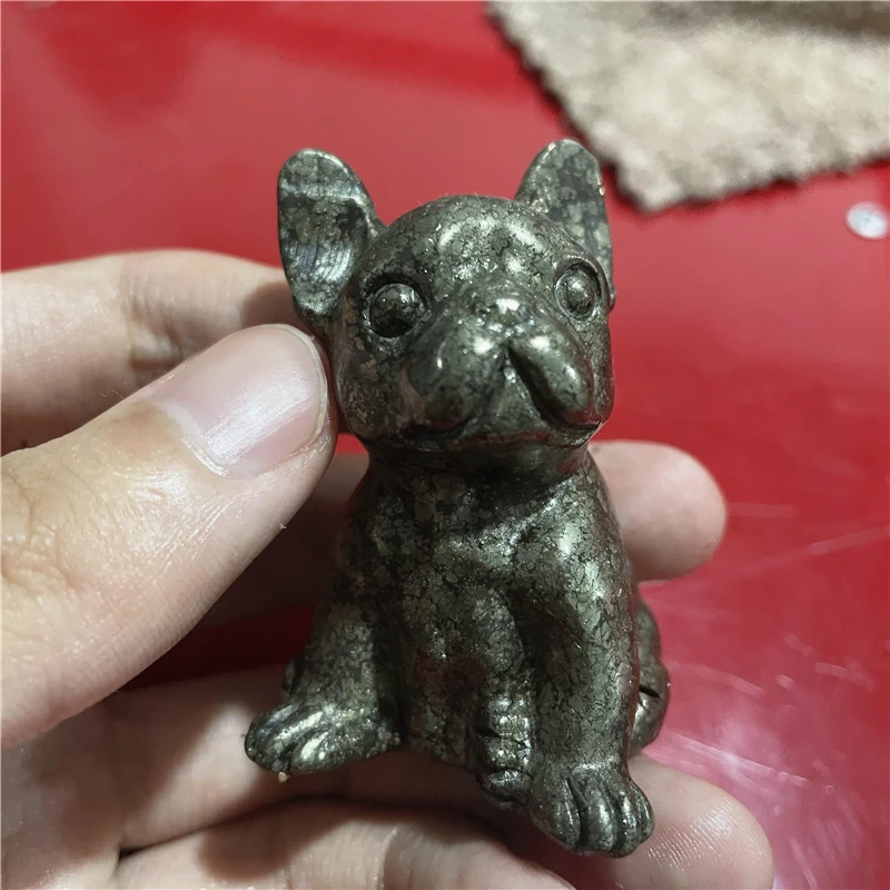 

Pyrite Dog French Bulldog Stone Carving Crystals And Stones Healing Mineral Specimen Home Decor feng Shui Decoration