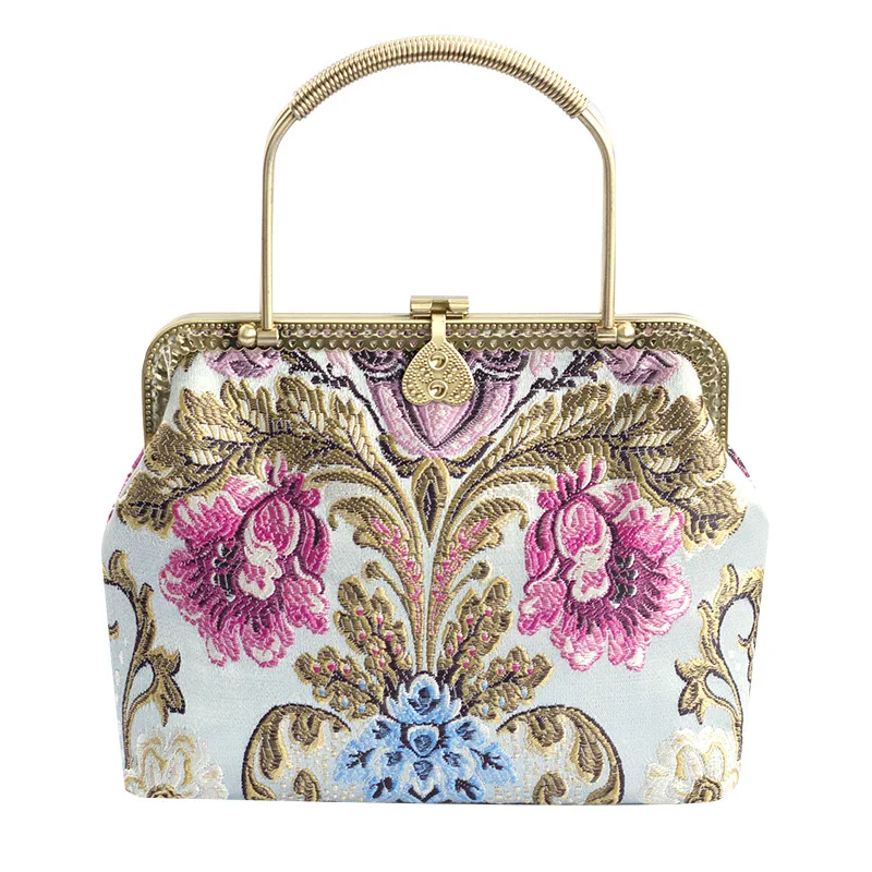 

Winter Vintage Classic Flowers Designer Lock Shell Vintage Bags Pure Handmade Chain Women Shoulder Crossbody Bag Women's Handbag