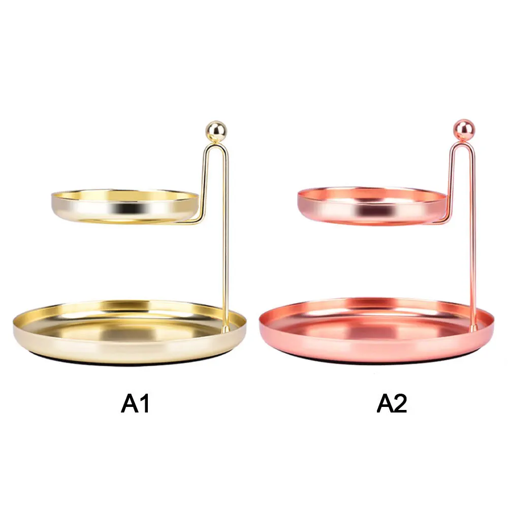 

Two-tier Jewelry Tray Serving Plate Metal Tray Food Storage Ornaments Necklace Ring Earring Tray Home Decoration