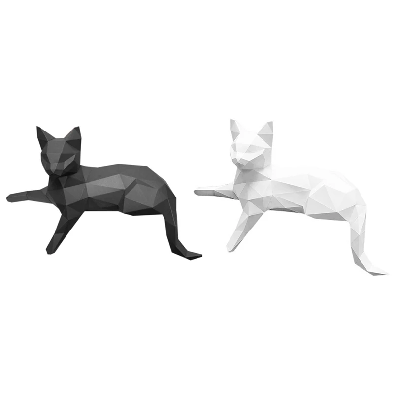 

Бумажный 3D-пазл "Кошка", "сделай сам", ручной креативный домашний декор, низкая полимерная скульптура ручной работы с милыми животными