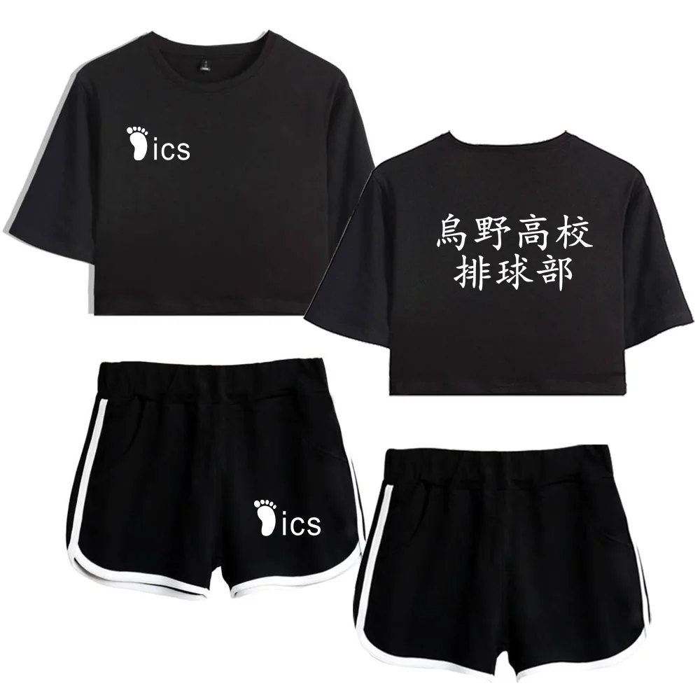 Haikyuu Karasuno Женский комплект из 2 предметов летний спортивный костюм двух короткий