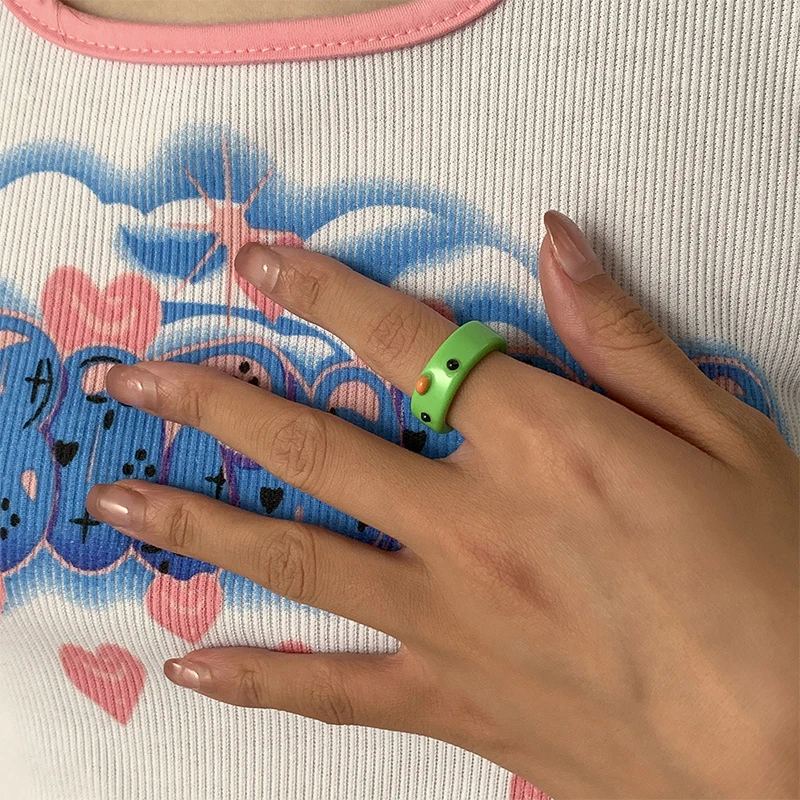 Разноцветное кольцо в виде лягушки/птицы KOJ INS Полимерная глина Смола Кольца для