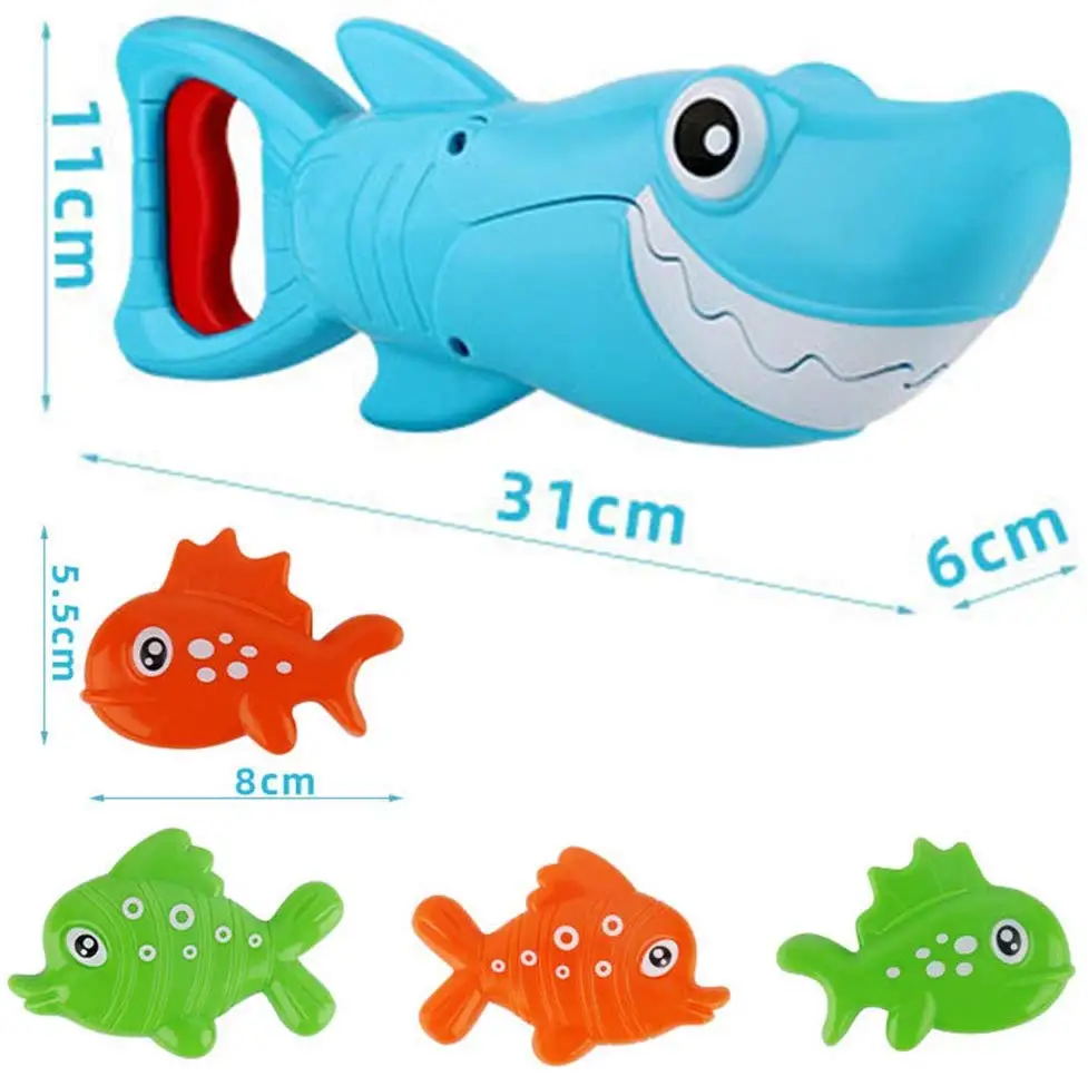 Shark Grabber Baby Bath Toys - Blue with Teeth Biting Action Include 4 Toy Fish for Boys Girls Toddlers | Игрушки и хобби
