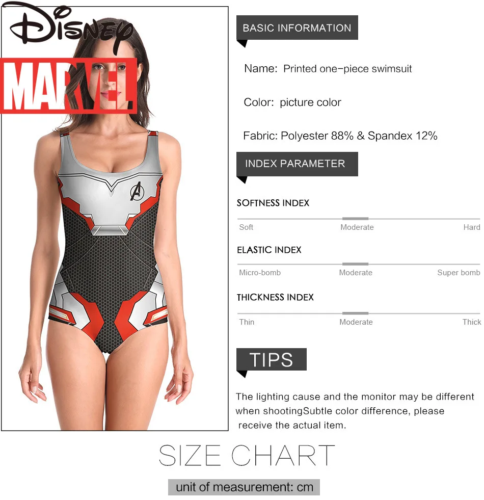 Marvel Heroes Avengers 4 Quantum Battle Suit 3D Digital Print Ladies Bikini Swimsuit Beach