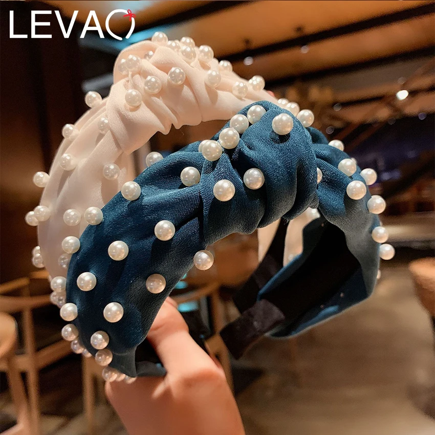 Levao черный желтый жемчужный Узел атласные головные ободки повязки Корона вечерние крест повязка на голову тюрбан галстук завязанный головной убор