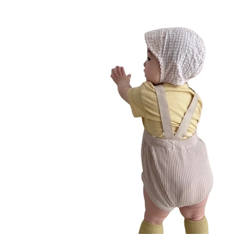 

Lawadka Newborn Baby Girls Boys Shorts Cotton Solid PP Pants With Tape High Waist Infant Suspender Backless Short Fashion 2021