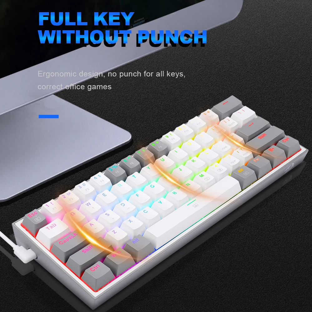 Механическая игровая мини-клавиатура REDRAGON Fizz K617 RGB USB с красным переключателем 61