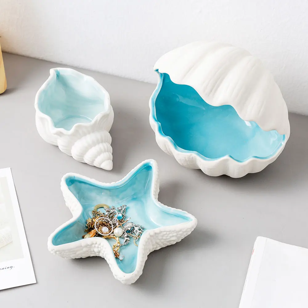 

Creative Shell Ceramic Storage Modern Home Decoration Living Room Bedroom Decoration Gifts Desktop Storage Accessories