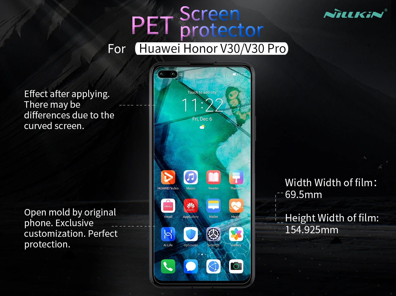 Матовая защитная пленка для Huawei Honor V30 Pro Nillkin прозрачная устойчивая к царапинам