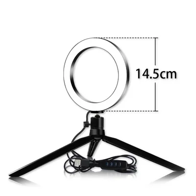 14.5CM BK 2 IN 1 INS фотография макияж лампа зеркало светодиодный светильник для селфи с регулируемой яркостью макияж камера телефон лампа с настольные штативы держатель телефона стенд - Цвет: 14.5CM BK 2 IN 1