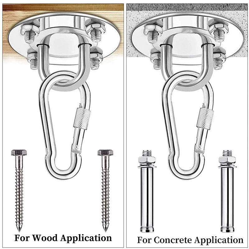 

Swing Hangers,Hammock Hangers,2 Pack Rotate Swing Hooks Suspension Hooks Sets for Wooden Concrete Porch Yoga Seat