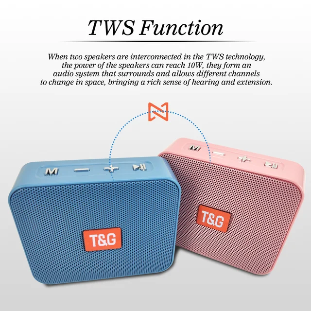 TG166 Portable Small Outdoor Speaker Wireless Bluetooth-compatible FM Radio Music Column Subwoofer Speaker Supports USB TF Card 6