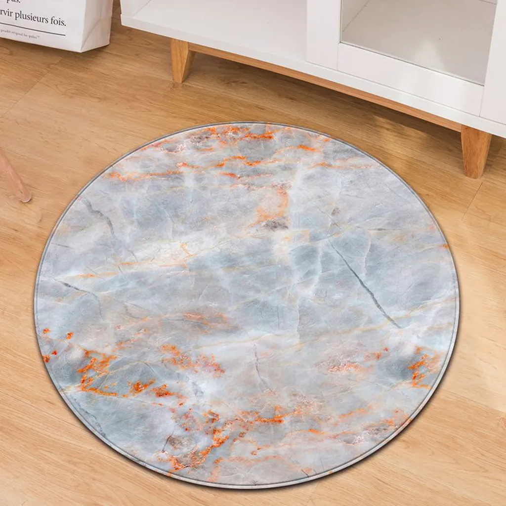 Carpet For Living Room Modern Polyester Fashion Marble Pattern Round Rug Bathroom Kitchen Multicolor Flannel 60cm | Дом и сад