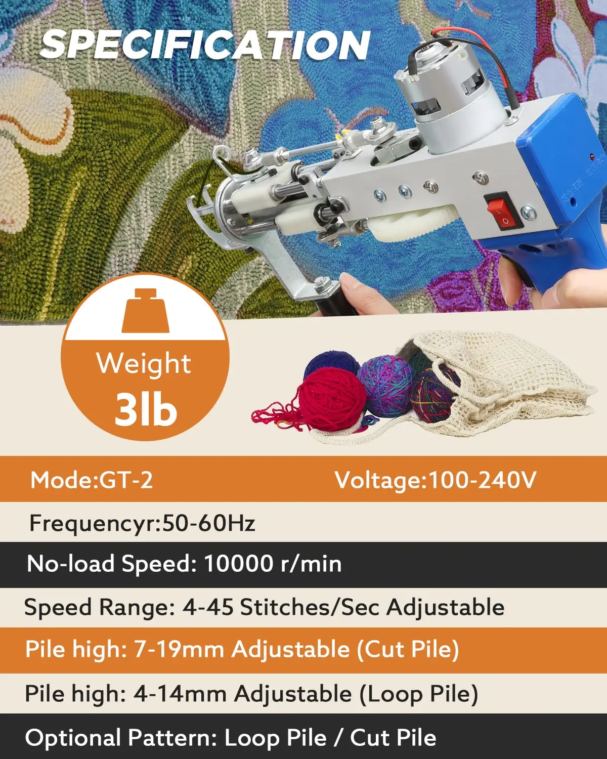 2 в 1 Электрический коврик-пистолет diy вязание все для вязания набор вышивания tufting