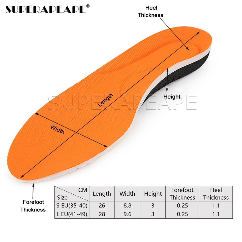 Orthotic Sport insoles orthopedic arch support Shock Absorption Running Stable Fixed heel Foot Pain Relief Inner Sole for Shoes