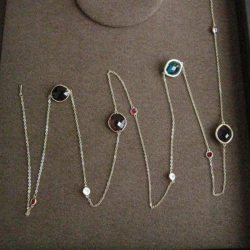 Женское Ожерелье P0701 разноцветное граненое с горным хрусталем|Подвески| |