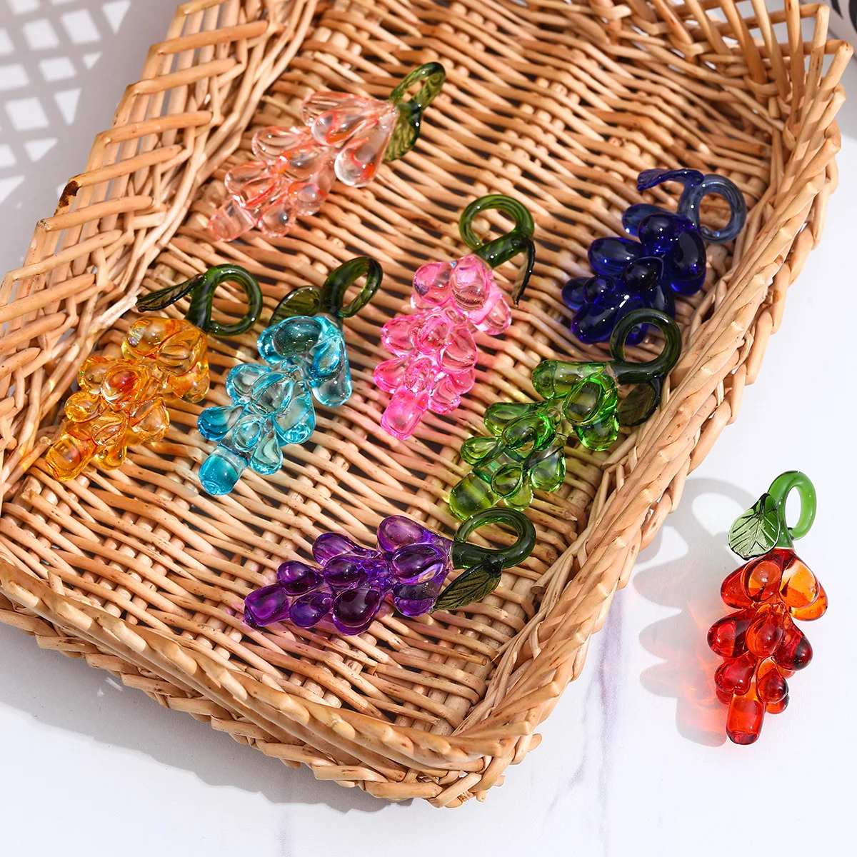 30mm Purple Natural Crystal Glass Grape Tree Pendant  DIY Family Home Ornaments Decoration Party Wedding Gift Accessories