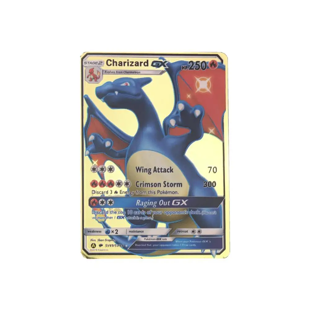 Лучшие продажи золотой металл цвет битва карт игры Pokemones карты энергии Charizard коллекция карт игрушки - Цвет: 17