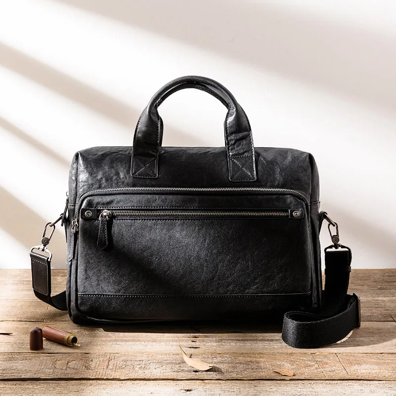 

AETOO Leather portable briefcase, men's simple business computer bag, casual all-match shoulder bag, messenger bag