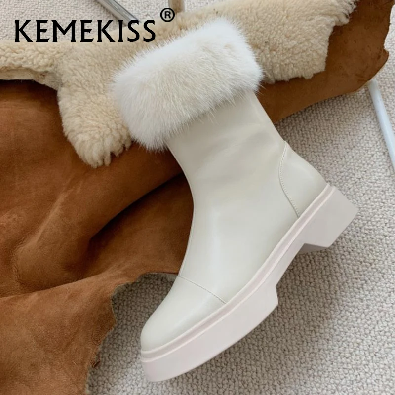 

KemeKiss/Новинка; Женские зимние ботильоны с плюшем; Теплые меховые модные полусапожки женская обувь для отдыха повседневная обувь размер 34-43